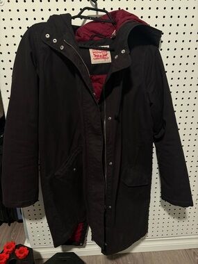 Levi's Black Coat with Red Lining